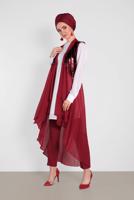 Tesettür giyim KIRMIZI ALVİNA PUL PAYET ŞERİT  DETAYLI PANTOLON 7565