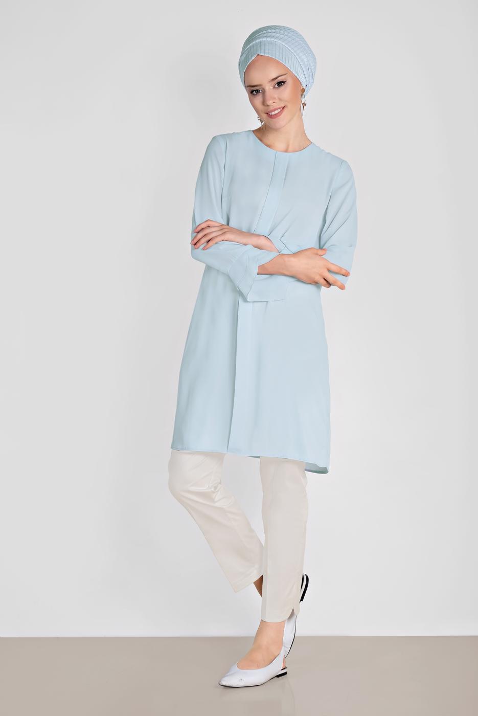 Tesettür giyim KREM ALVİNA BİLEK KISMI YIRTMAÇLI PANTOLON 7575