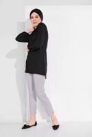 Tesettür giyim GRİ ALVİNA BİLEK KISMI YIRTMAÇLI PANTOLON 7575