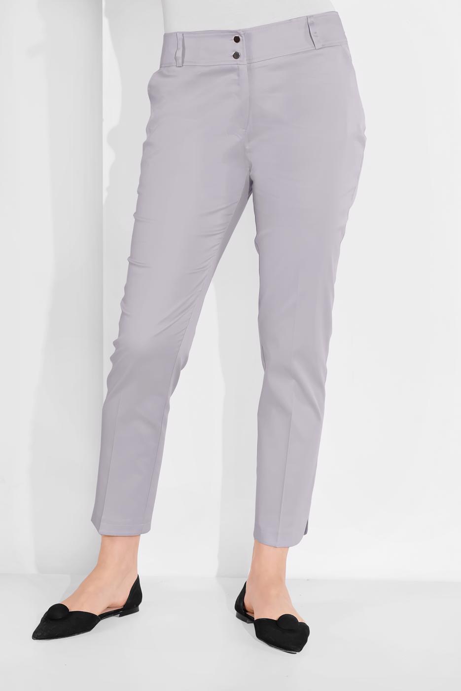 Tesettür giyim GRİ ALVİNA BİLEK KISMI YIRTMAÇLI PANTOLON 7575