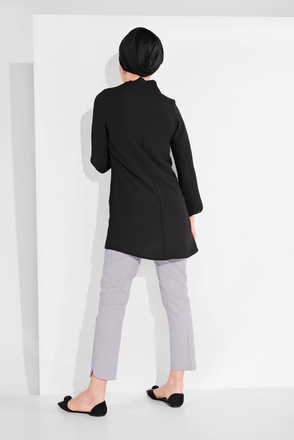 Tesettür giyim GRİ ALVİNA BİLEK KISMI YIRTMAÇLI PANTOLON 7575