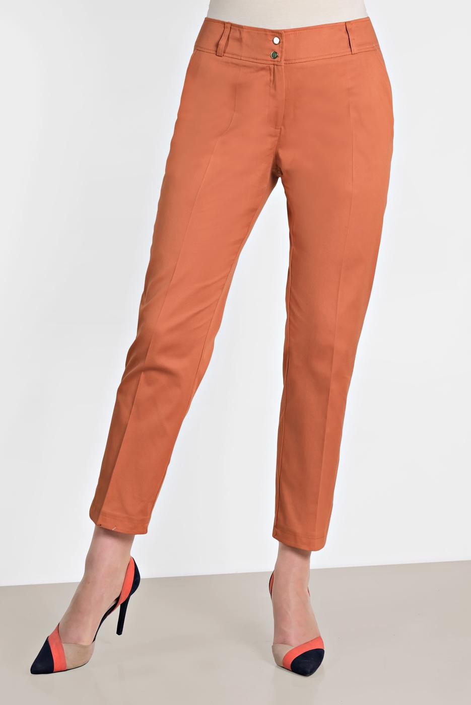 Tesettür giyim TURUNCU ALVİNA BİLEK KISMI YIRTMAÇLI PANTOLON 7575