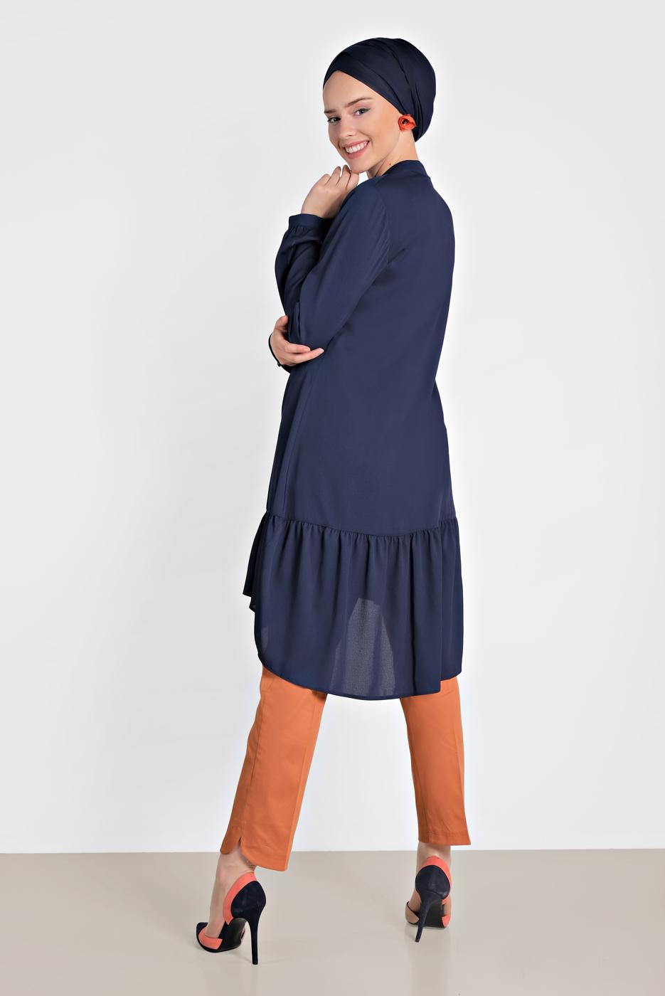 Tesettür giyim TURUNCU ALVİNA BİLEK KISMI YIRTMAÇLI PANTOLON 7575