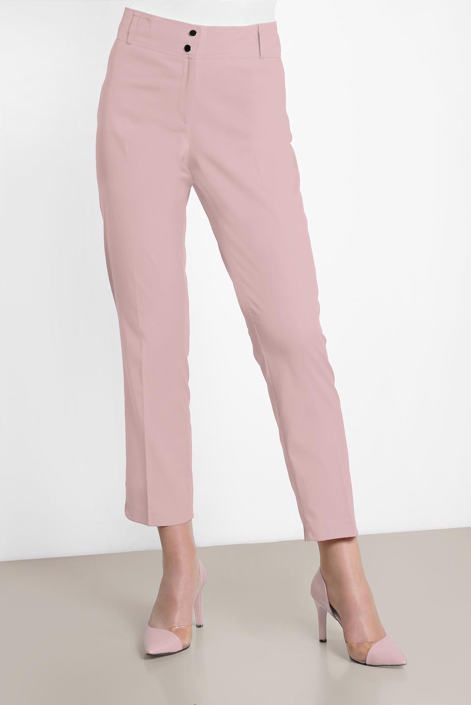 Tesettür giyim PUDRA ALVİNA BİLEK KISMI YIRTMAÇLI PANTOLON 7575