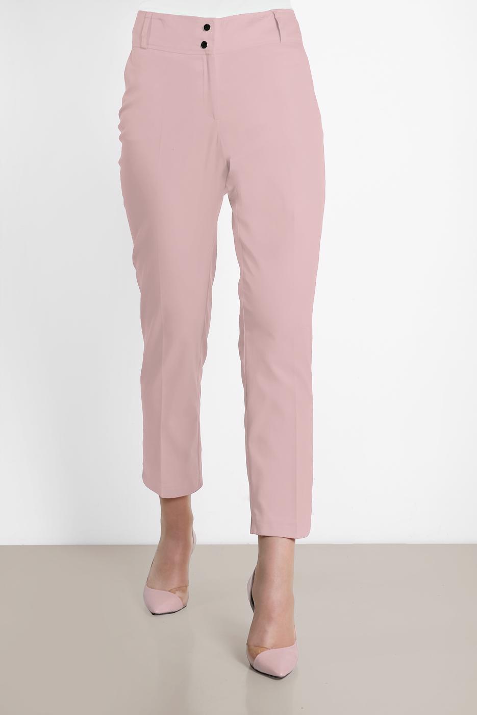 Tesettür giyim PUDRA ALVİNA BİLEK KISMI YIRTMAÇLI PANTOLON 7575