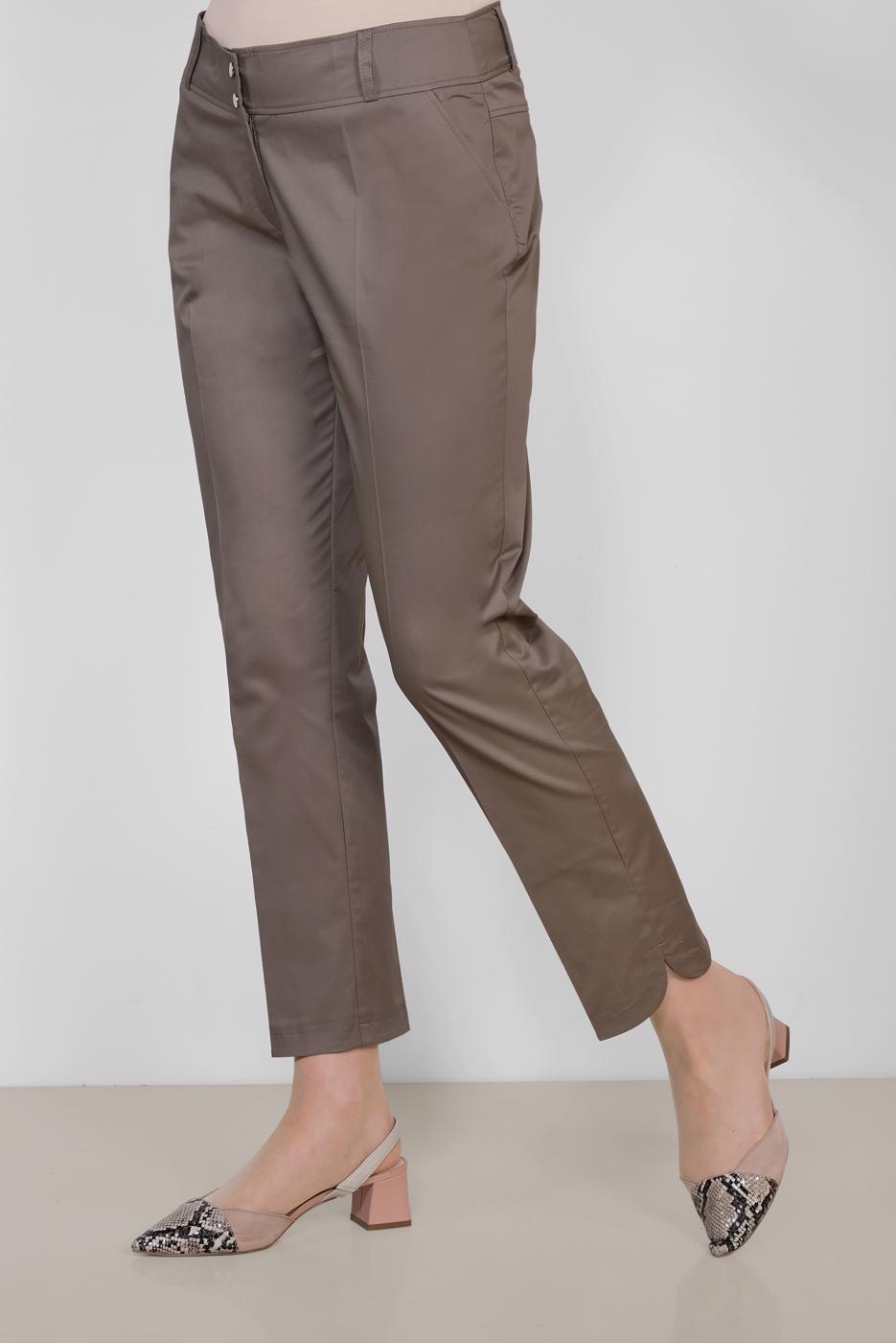 Tesettür giyim VİZON ALVİNA BİLEK KISMI YIRTMAÇLI PANTOLON 7575