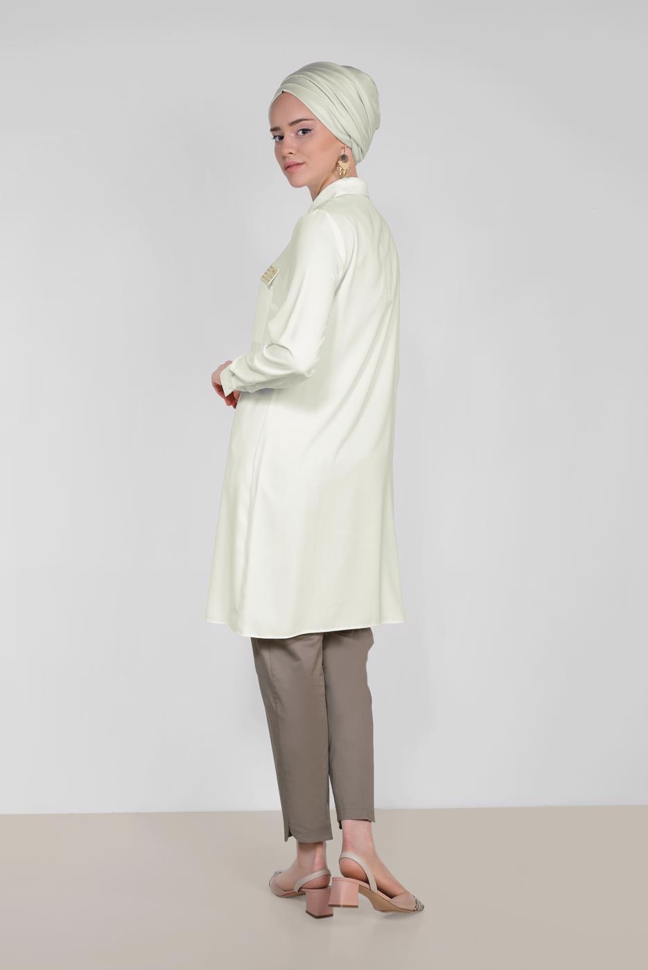 Tesettür giyim VİZON ALVİNA BİLEK KISMI YIRTMAÇLI PANTOLON 7575