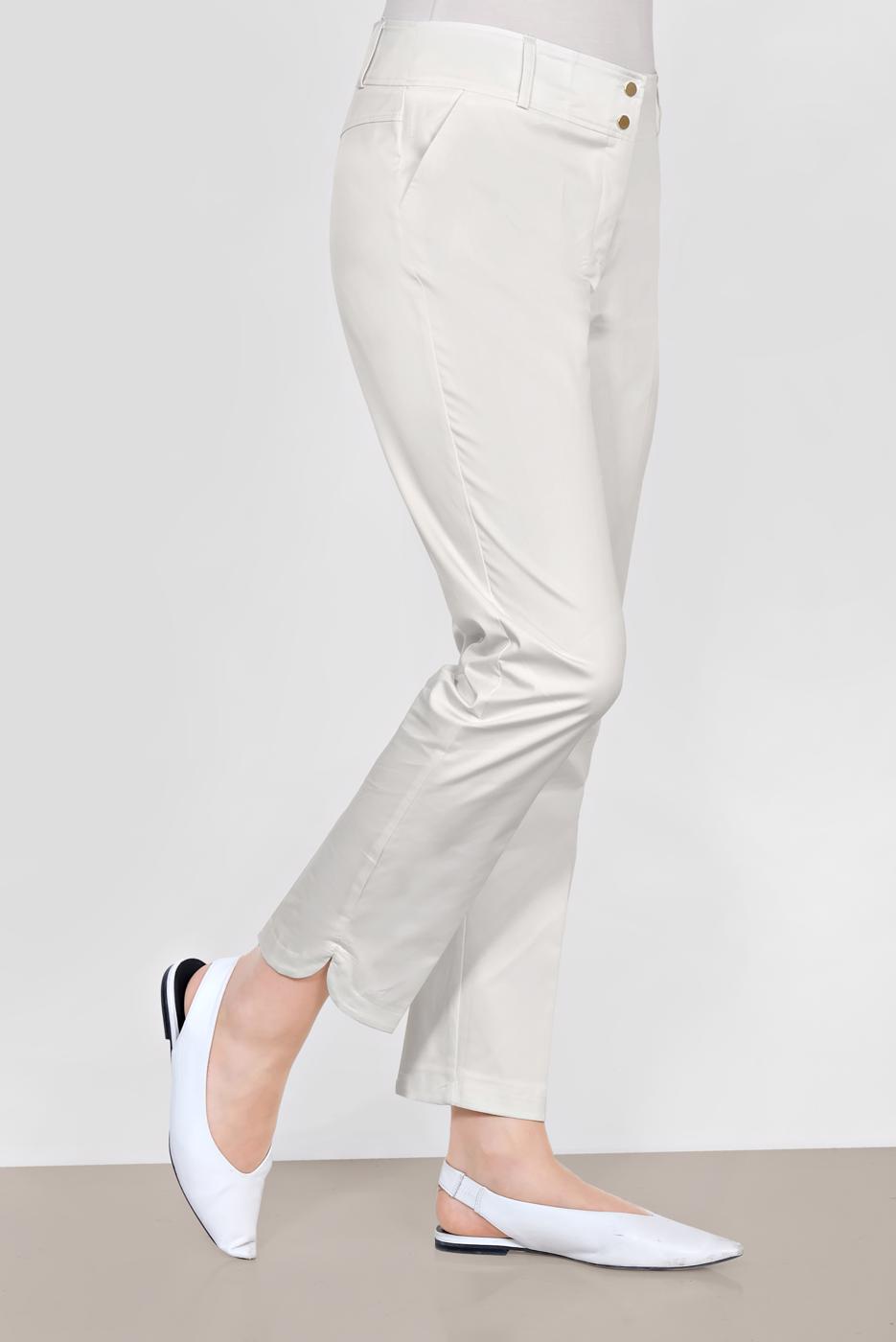 Tesettür giyim BEJ ALVİNA BİLEK KISMI YIRTMAÇLI PANTOLON 7575