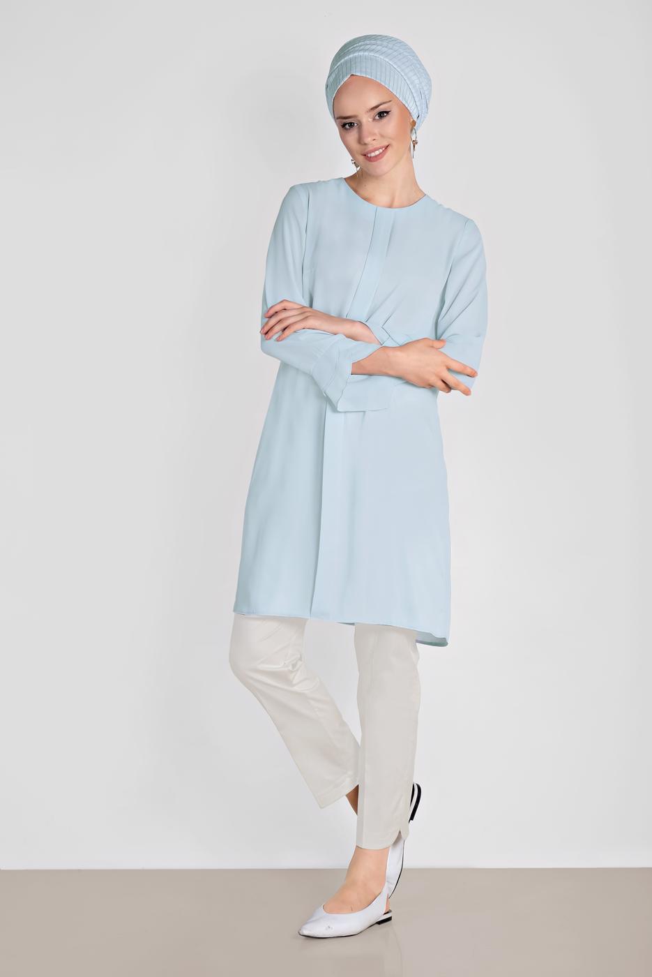 Tesettür giyim BEJ ALVİNA BİLEK KISMI YIRTMAÇLI PANTOLON 7575