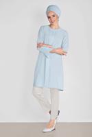 Tesettür giyim BEJ ALVİNA BİLEK KISMI YIRTMAÇLI PANTOLON 7575