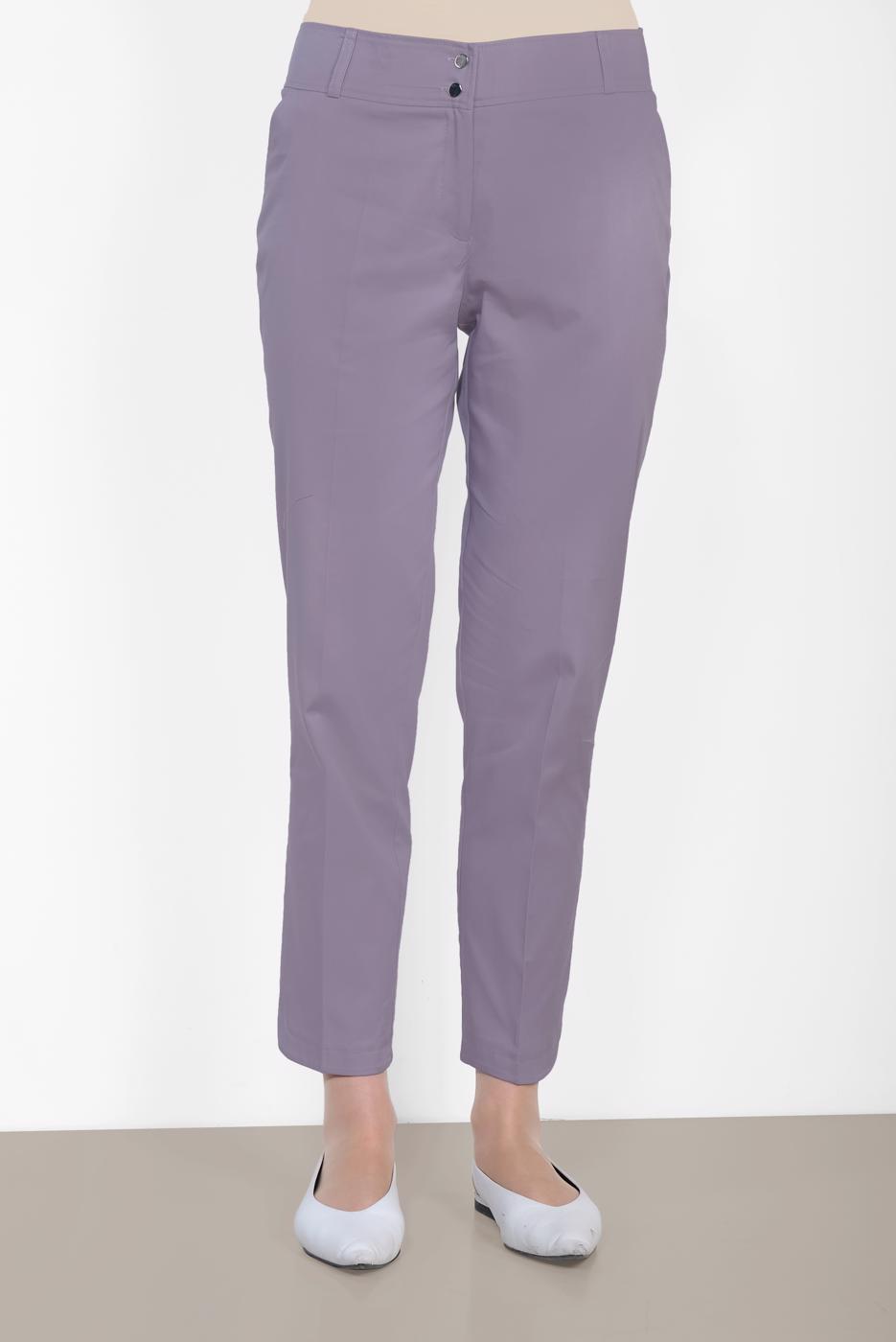 Tesettür giyim MOR ALVİNA BİLEK KISMI YIRTMAÇLI PANTOLON 7575