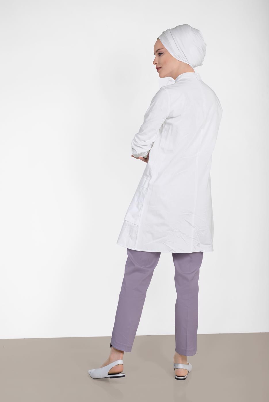 Tesettür giyim MOR ALVİNA BİLEK KISMI YIRTMAÇLI PANTOLON 7575