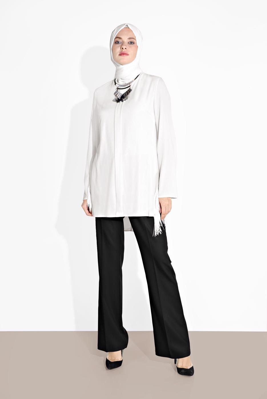 Tesettür giyim SİYAH ALVİNA BOL PAÇA PAMUKLU PANTOLON 7576