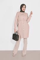 Tesettür giyim BEJ ALVİNA BOL PAÇA PAMUKLU PANTOLON 7576