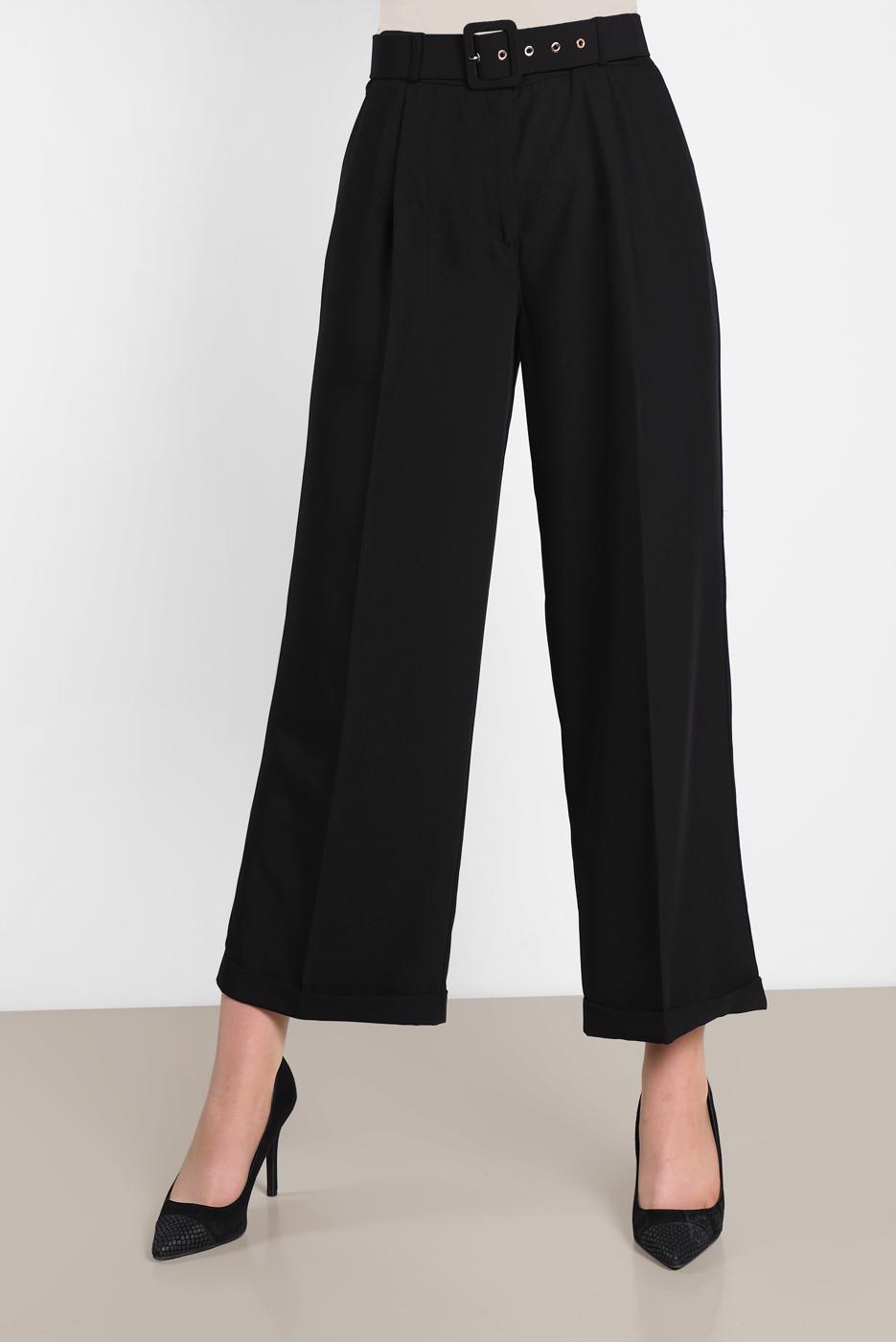 Tesettür giyim SİYAH ALVİNA ARA BEL BOL PAÇA PANTOLON 7581