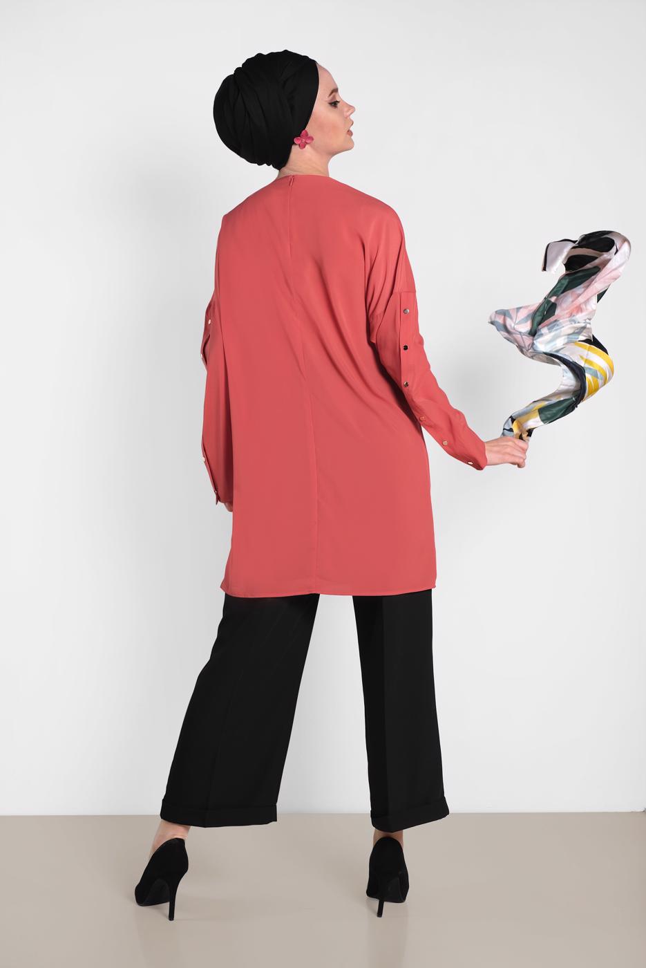 Tesettür giyim SİYAH ALVİNA ARA BEL BOL PAÇA PANTOLON 7581