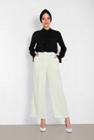 Tesettür giyim KREM ALVİNA ARA BEL BOL PAÇA PANTOLON 7581