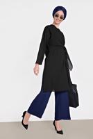 Tesettür giyim LACİVERT ALVİNA ARA BEL BOL PAÇA PANTOLON 7581