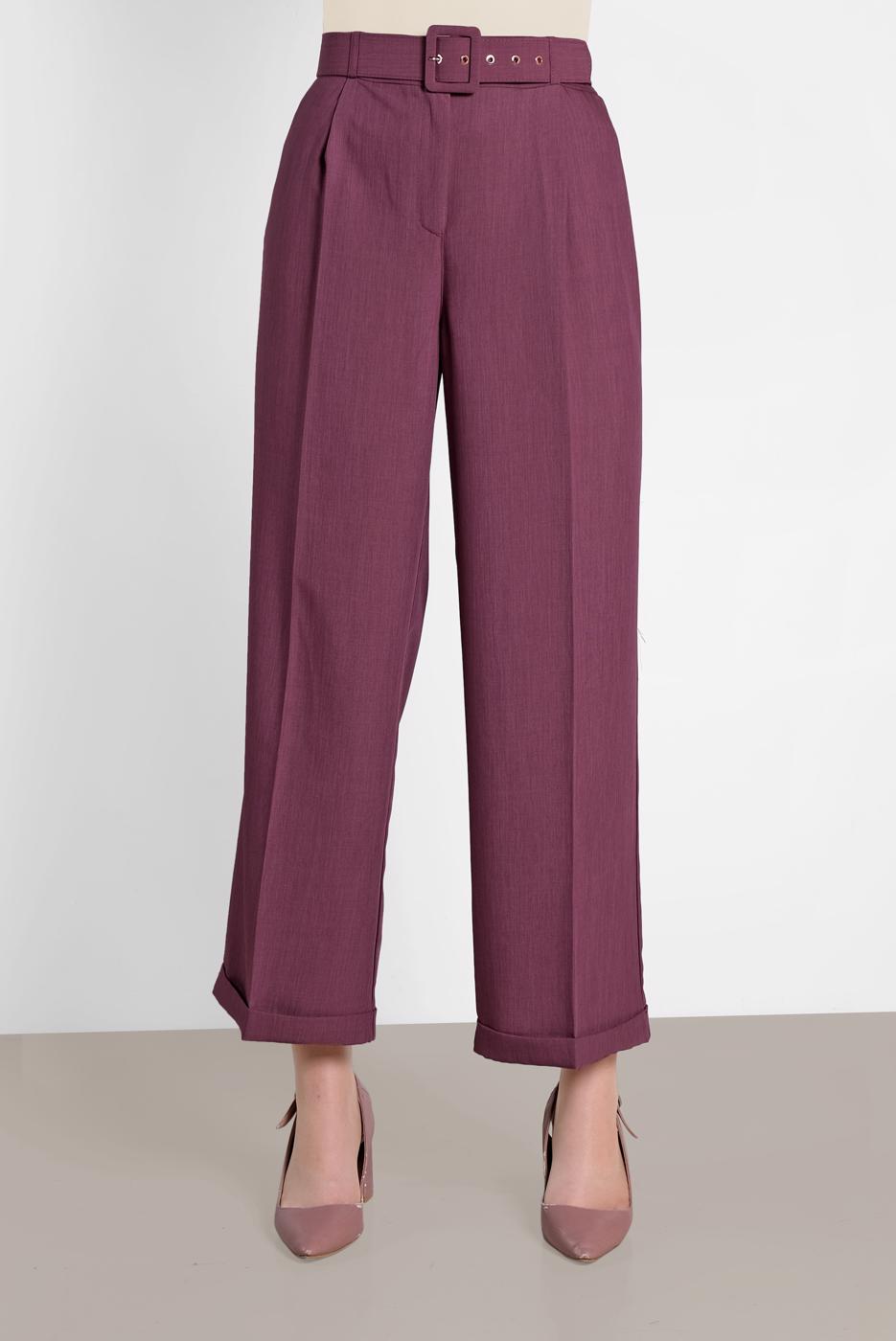 Tesettür giyim PEMBE ALVİNA ARA BEL BOL PAÇA PANTOLON 7581