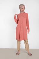 Tesettür giyim BEJ ALVİNA PİLELİ DÜĞMELİ PANTOLON 7586