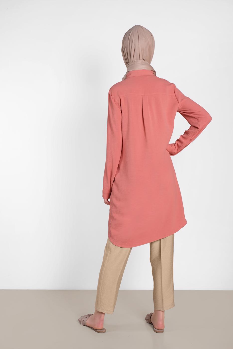 Tesettür giyim BEJ ALVİNA PİLELİ DÜĞMELİ PANTOLON 7586