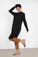 Tesettür giyim TURUNCU ALVİNA PİLELİ DÜĞMELİ PANTOLON 7586