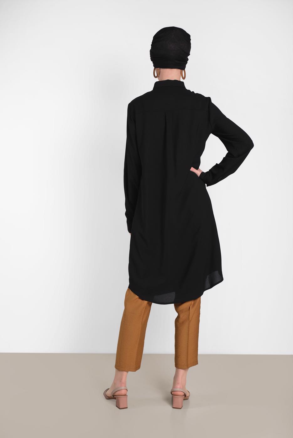 Tesettür giyim TURUNCU ALVİNA PİLELİ DÜĞMELİ PANTOLON 7586