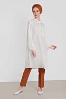 Tesettür giyim KAHVE ALVİNA PİLELİ DÜĞMELİ PANTOLON 7586