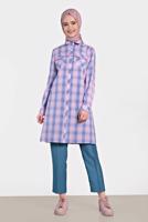 Tesettür giyim LACİVERT ALVİNA PİLELİ DÜĞMELİ PANTOLON 7586