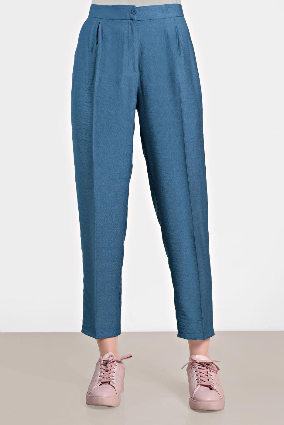 Tesettür giyim LACİVERT ALVİNA PİLELİ DÜĞMELİ PANTOLON 7586