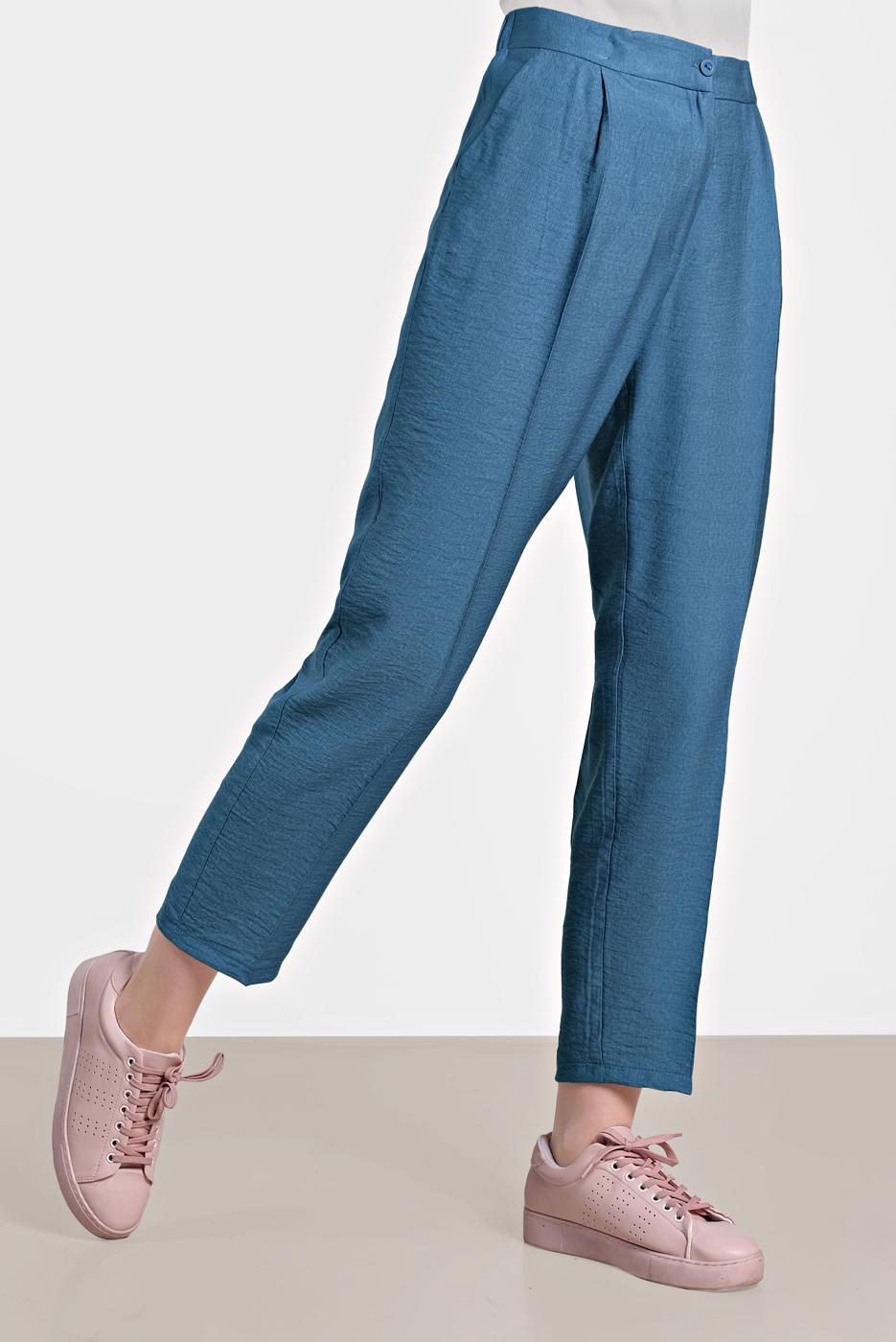 Tesettür giyim LACİVERT ALVİNA PİLELİ DÜĞMELİ PANTOLON 7586