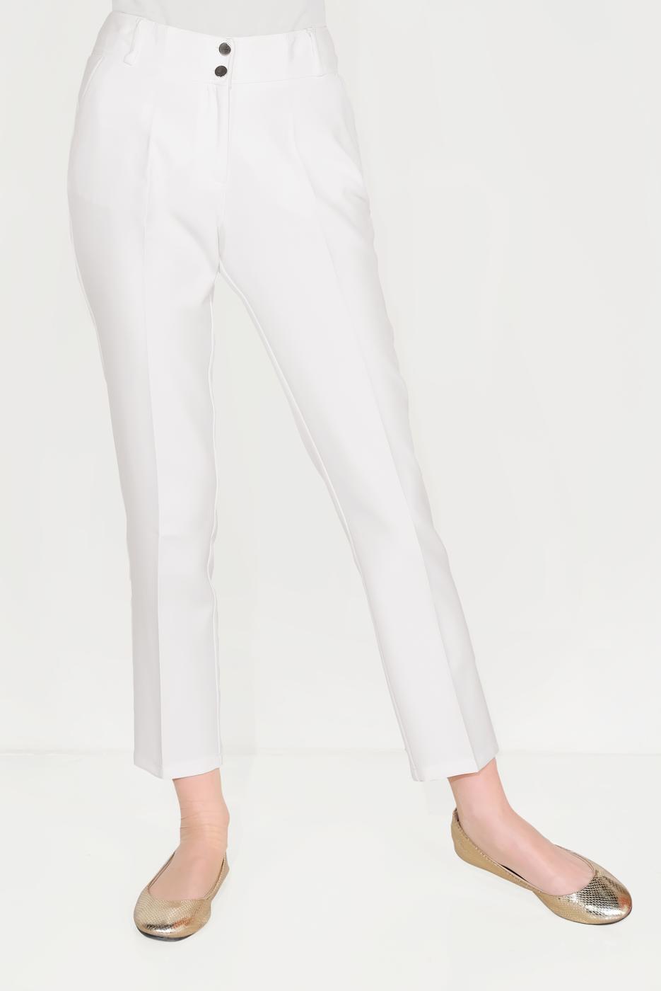 Tesettür giyim KREM ALVİNA ARA BEL CEPLİ PANTOLON 7605 