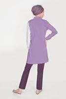 Tesettür giyim MOR ALVİNA ARA BEL CEPLİ PANTOLON 7605 