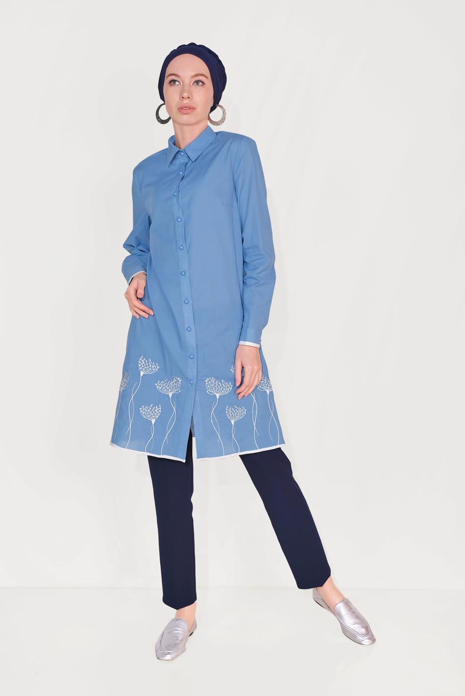 Tesettür giyim LACİVERT ALVİNA ARA BEL CEPLİ PANTOLON 7605 