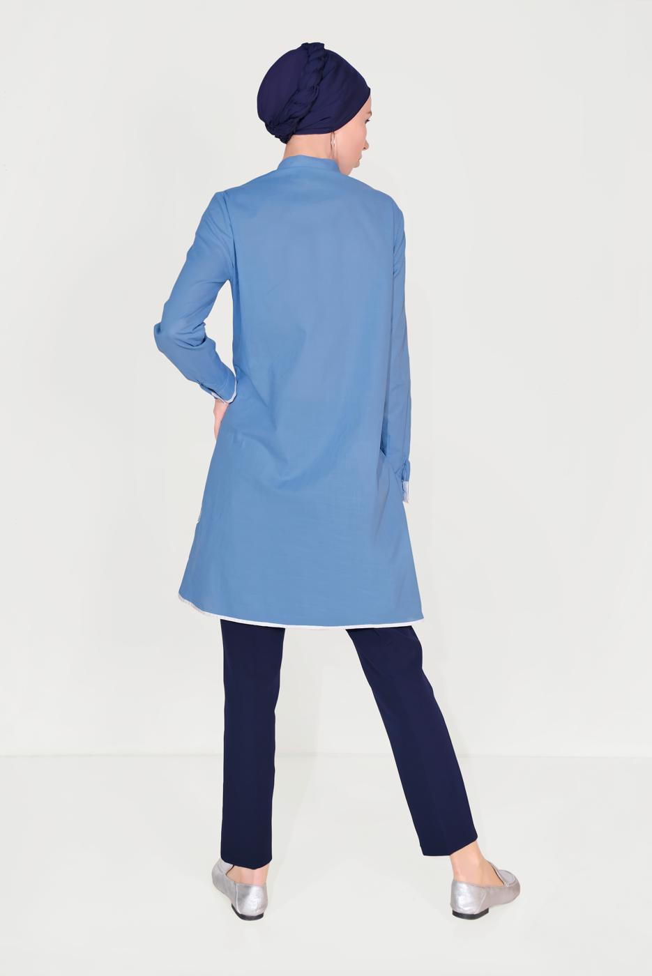 Tesettür giyim LACİVERT ALVİNA ARA BEL CEPLİ PANTOLON 7605 