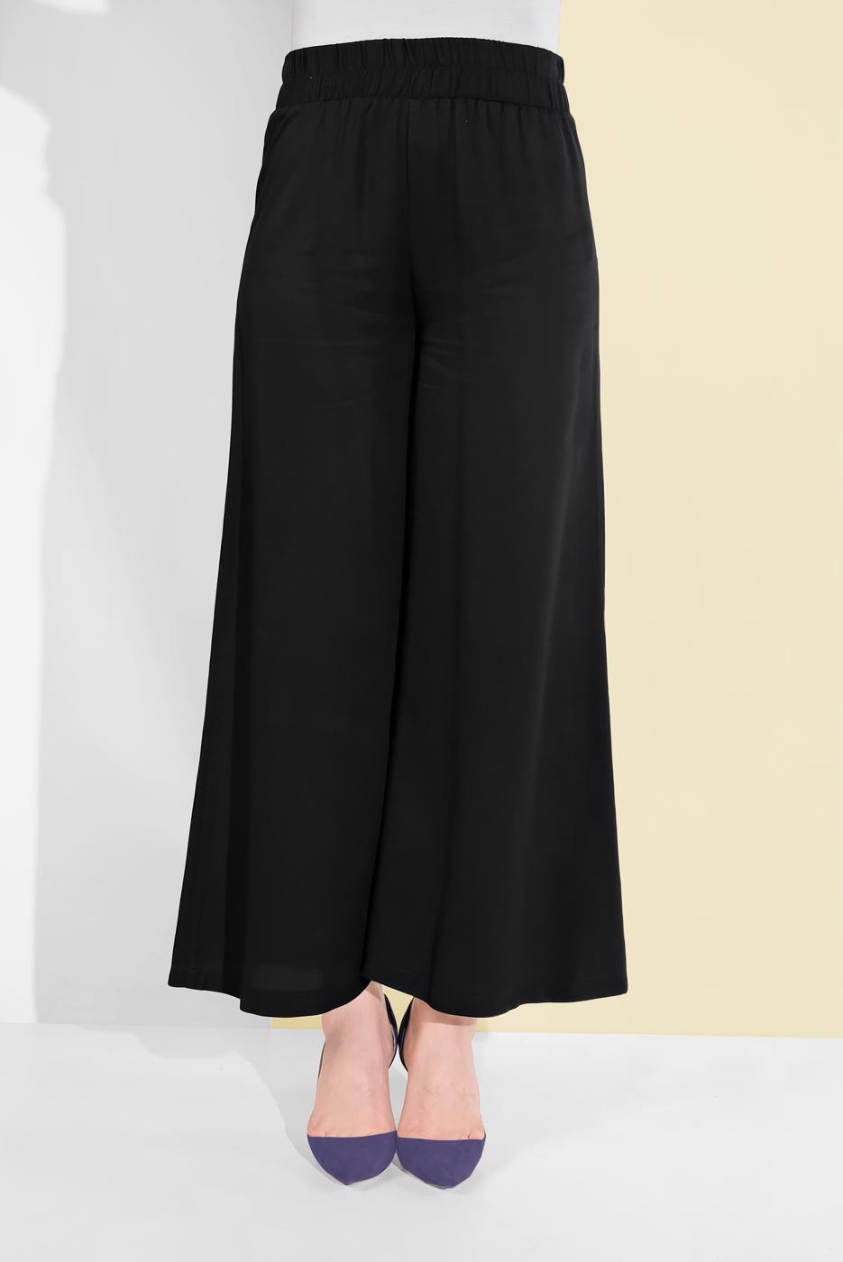 Tesettür giyim SİYAH GENİŞ PAÇA PANTOLON 7735