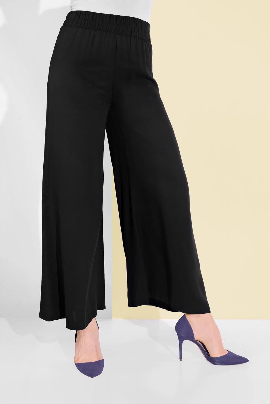 Tesettür giyim SİYAH GENİŞ PAÇA PANTOLON 7735