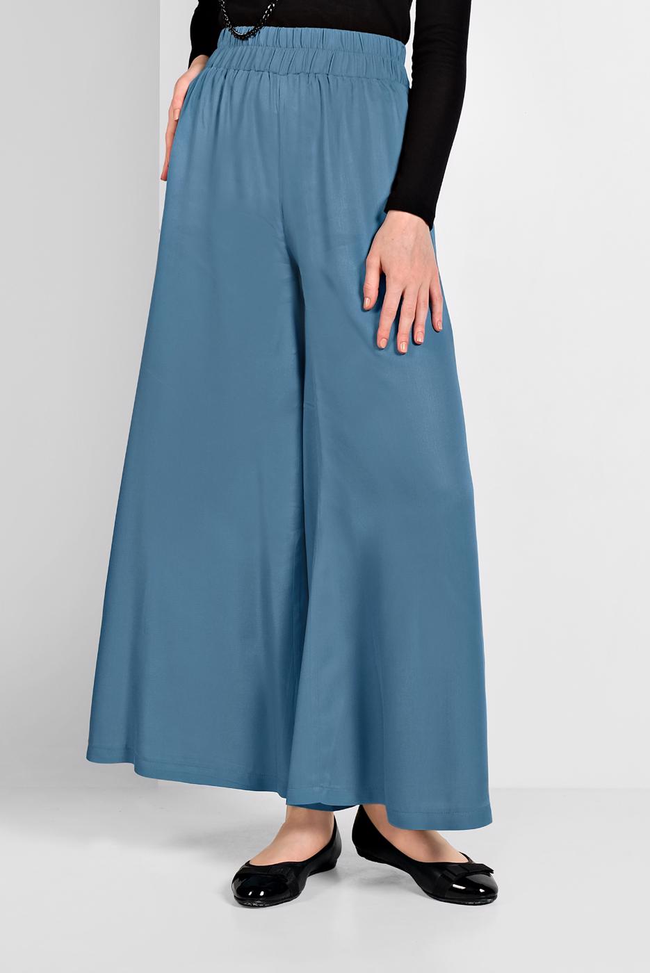 Tesettür giyim MAVİ GENİŞ PAÇA PANTOLON 7735