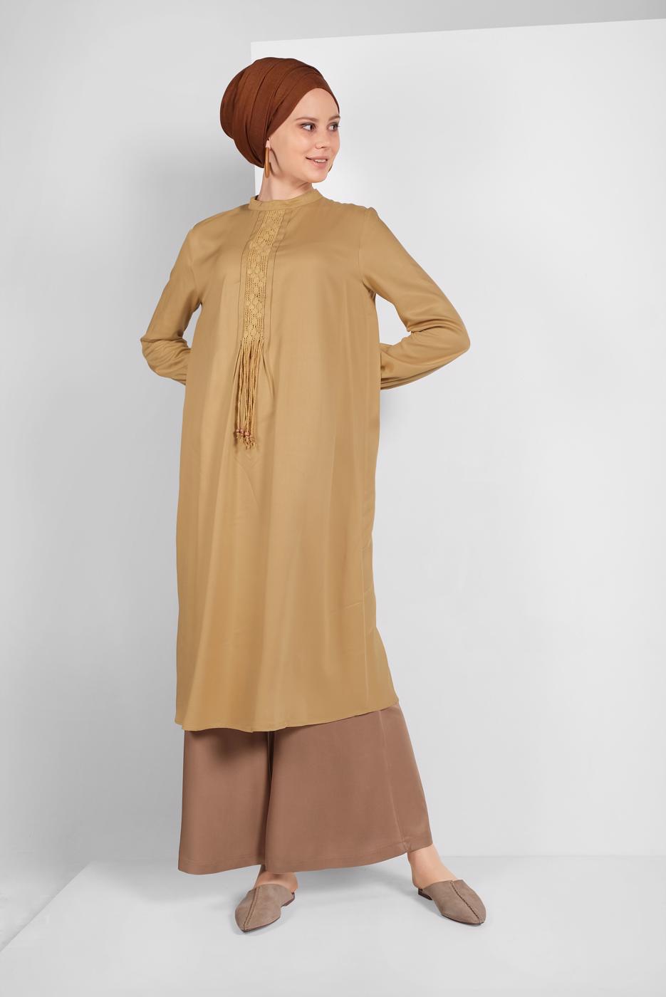 Tesettür giyim VİZON GENİŞ PAÇA PANTOLON 7735