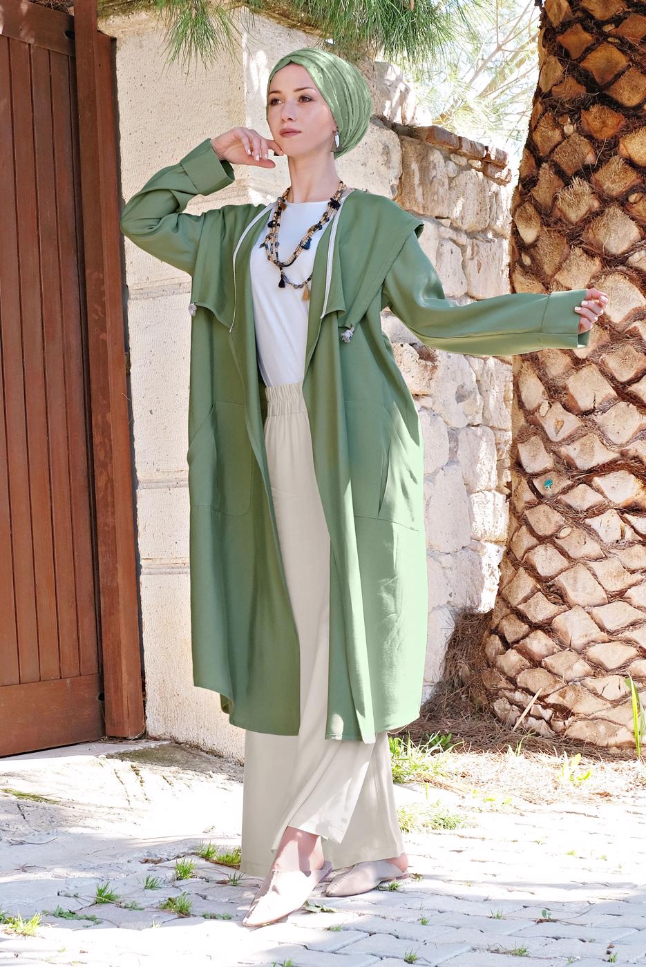 Tesettür giyim BEJ GENİŞ PAÇA PANTOLON 7735