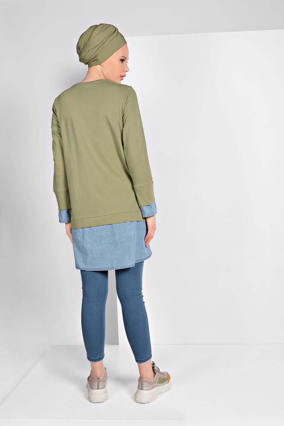 Vêtements hijab BLEU MARINE JEAN EN COTON 8003