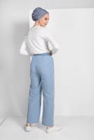 Tesettür giyim MAVİ BELİ LASTİKLİ CEPLİ DENİM PANTOLON 8101