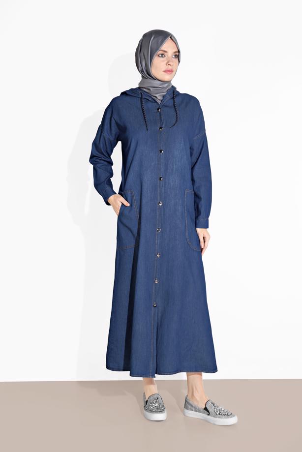 Vêtements hijab  BUTTON-TRIMMED DENIM TOPCOAT 701 - TRENDTESETTÜR