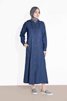 Vêtements hijab BLEU MARINE PARDESSUS EN JEAN BOUTONNÉ 701