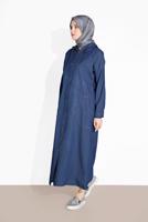 Vêtements hijab BLEU MARINE PARDESSUS EN JEAN BOUTONNÉ 701