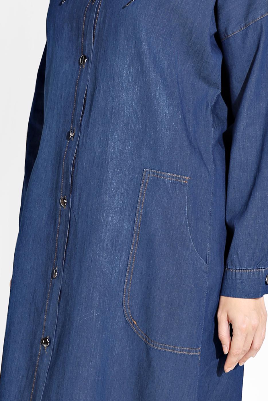 Vêtements hijab BLEU MARINE PARDESSUS EN JEAN BOUTONNÉ 701