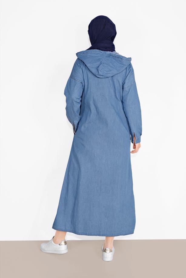 Vêtements hijab  BUTTON-TRIMMED DENIM TOPCOAT 701 - TRENDTESETTÜR