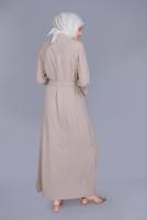 Vêtements hijab BEIGE ALVİNA BRODÉ CEINTURE PARDESSUS 10199