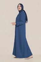 Hijab clothing NAVY BLUE ALVİNA EMBROIDERED ZIPPERED TOPCOAT 10221 