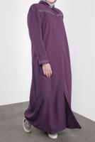 Vêtements hijab POURPRE ALVİNA BRODÉ ZIPPER TOPCOAT 10221